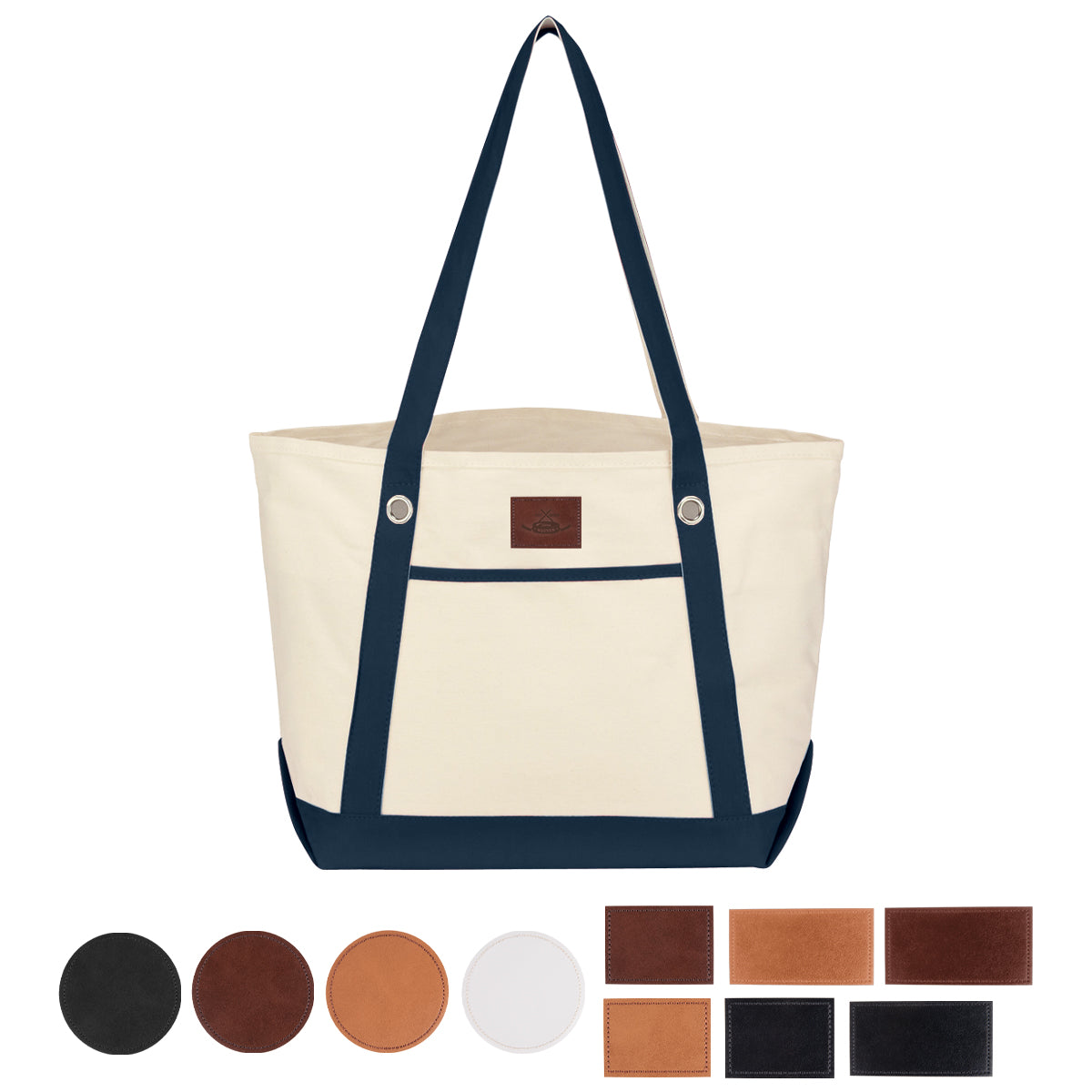 Medium Cotton Canvas Sailing Tote Bag, 12 oz - Leatherette