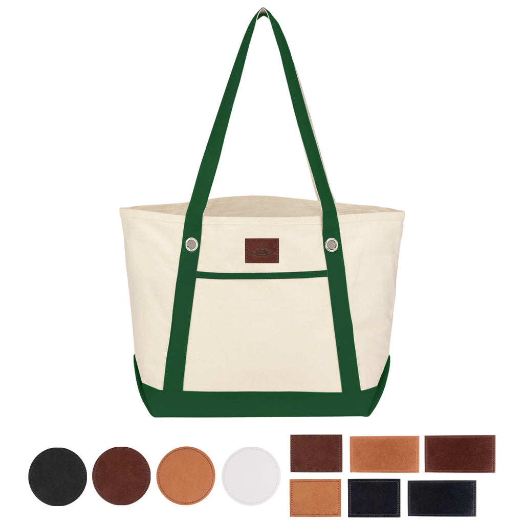 Medium Cotton Canvas Sailing Tote Bag, 12 oz - Leatherette