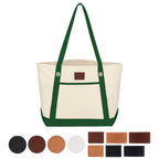 Medium Cotton Canvas Sailing Tote Bag, 12 oz - Leatherette