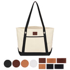 Medium Cotton Canvas Sailing Tote Bag, 12 oz - Leatherette