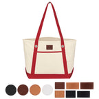 Medium Cotton Canvas Sailing Tote Bag, 12 oz - Leatherette