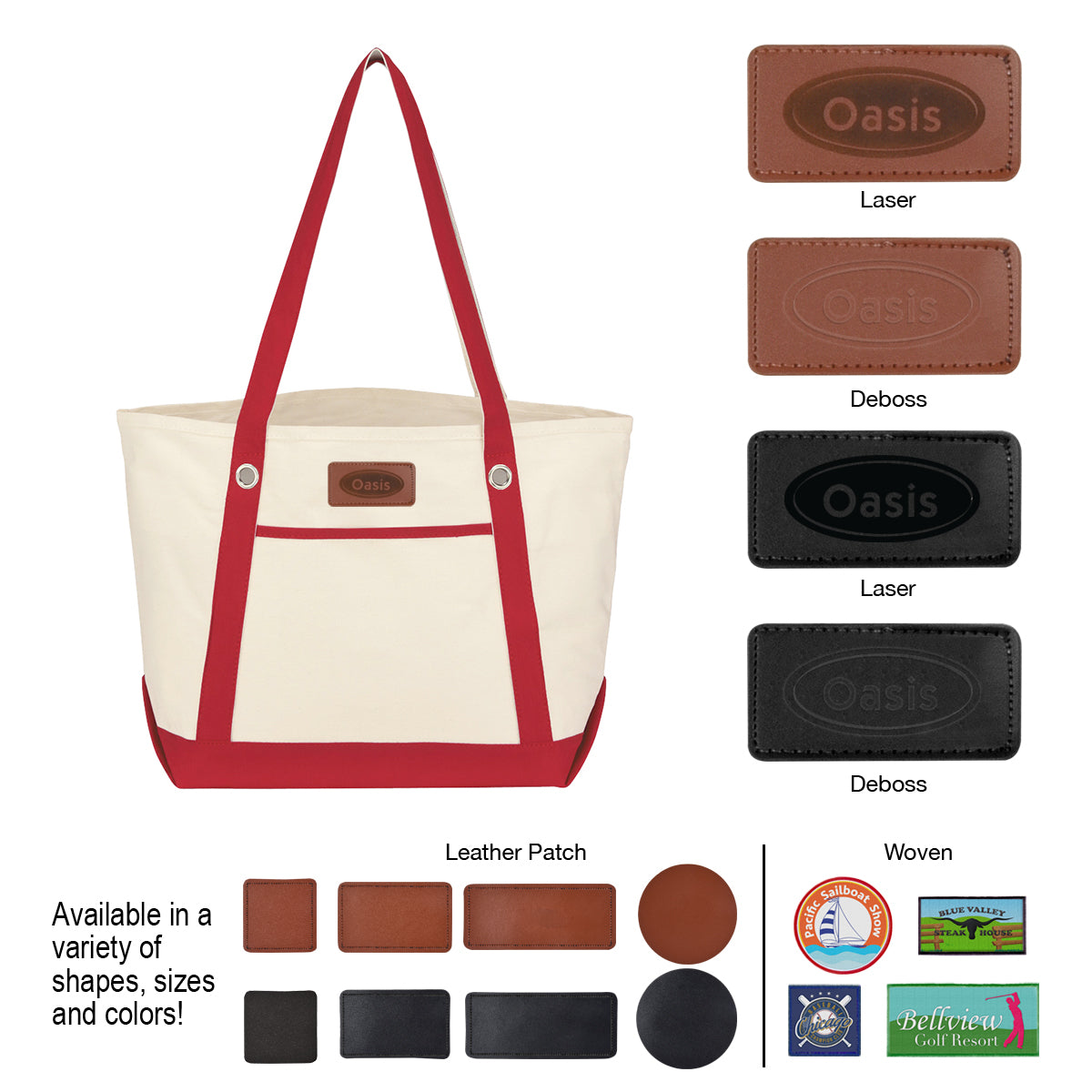Medium Cotton Canvas Sailing Tote Bag, 12 oz - Patch