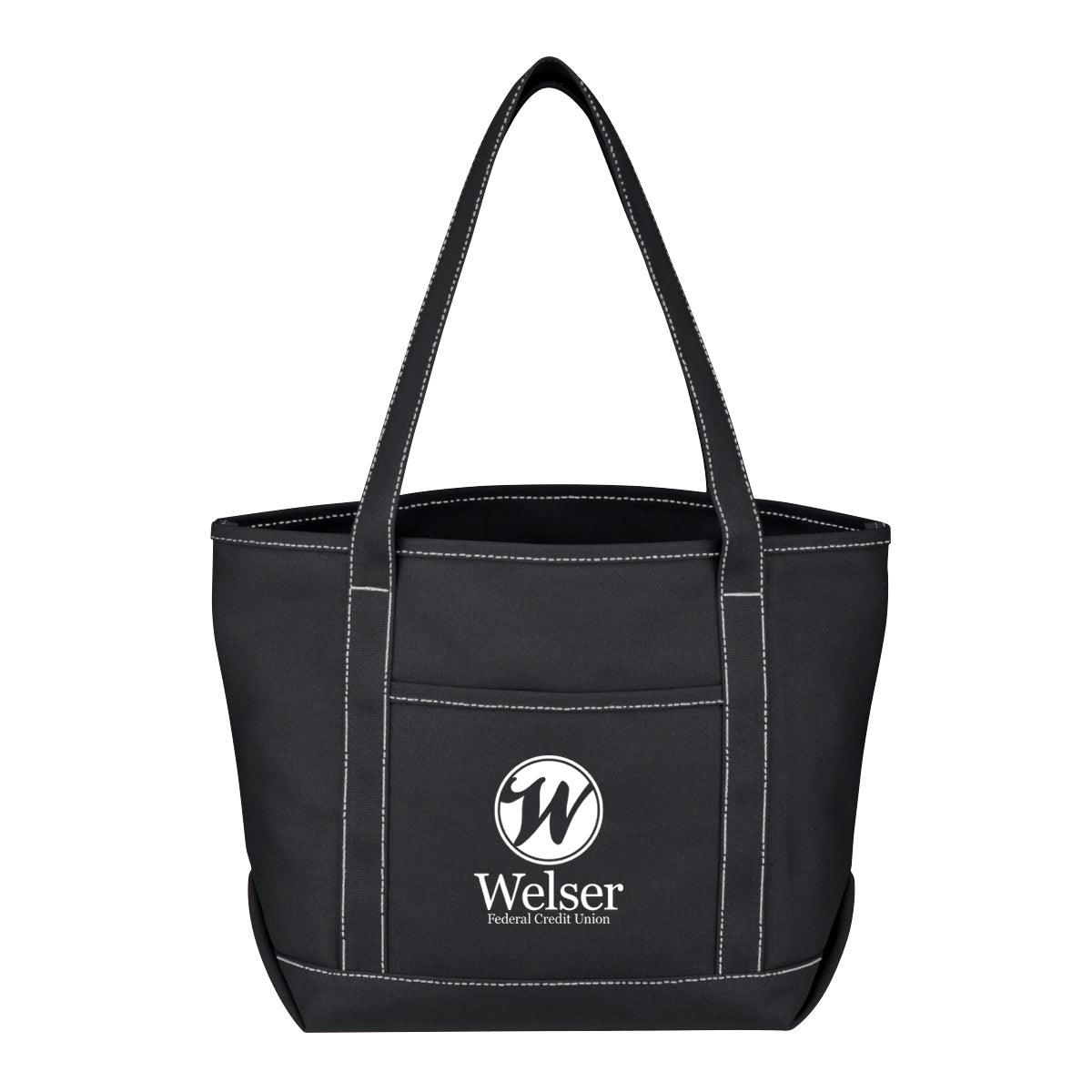 Medium Cotton Canvas Yacht Tote Bag, 24 oz Embroidery - Black - Silk Screen