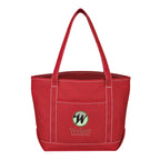 Medium Cotton Canvas Yacht Tote Bag, 24 oz Embroidery - Red - Colorbrite