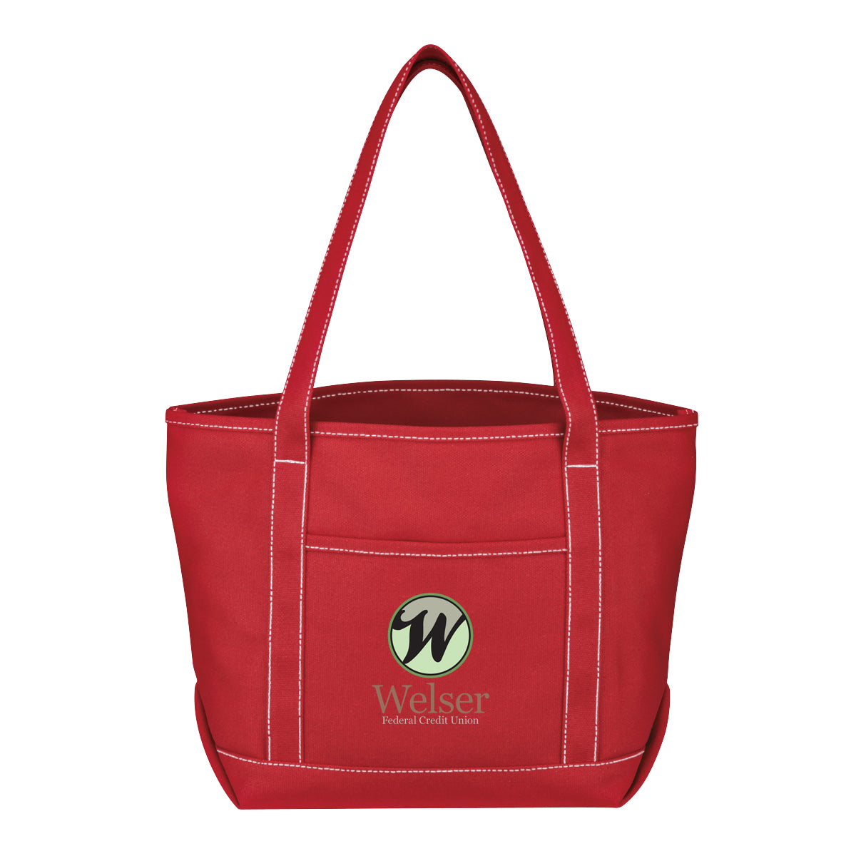 Medium Cotton Canvas Yacht Tote Bag, 24 oz Embroidery - Red - Colorbrite