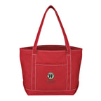 Medium Cotton Canvas Yacht Tote Bag, 24 oz Embroidery - Red - Embroidery