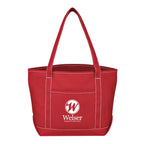 Medium Cotton Canvas Yacht Tote Bag, 24 oz Embroidery - Red - Silk Screen