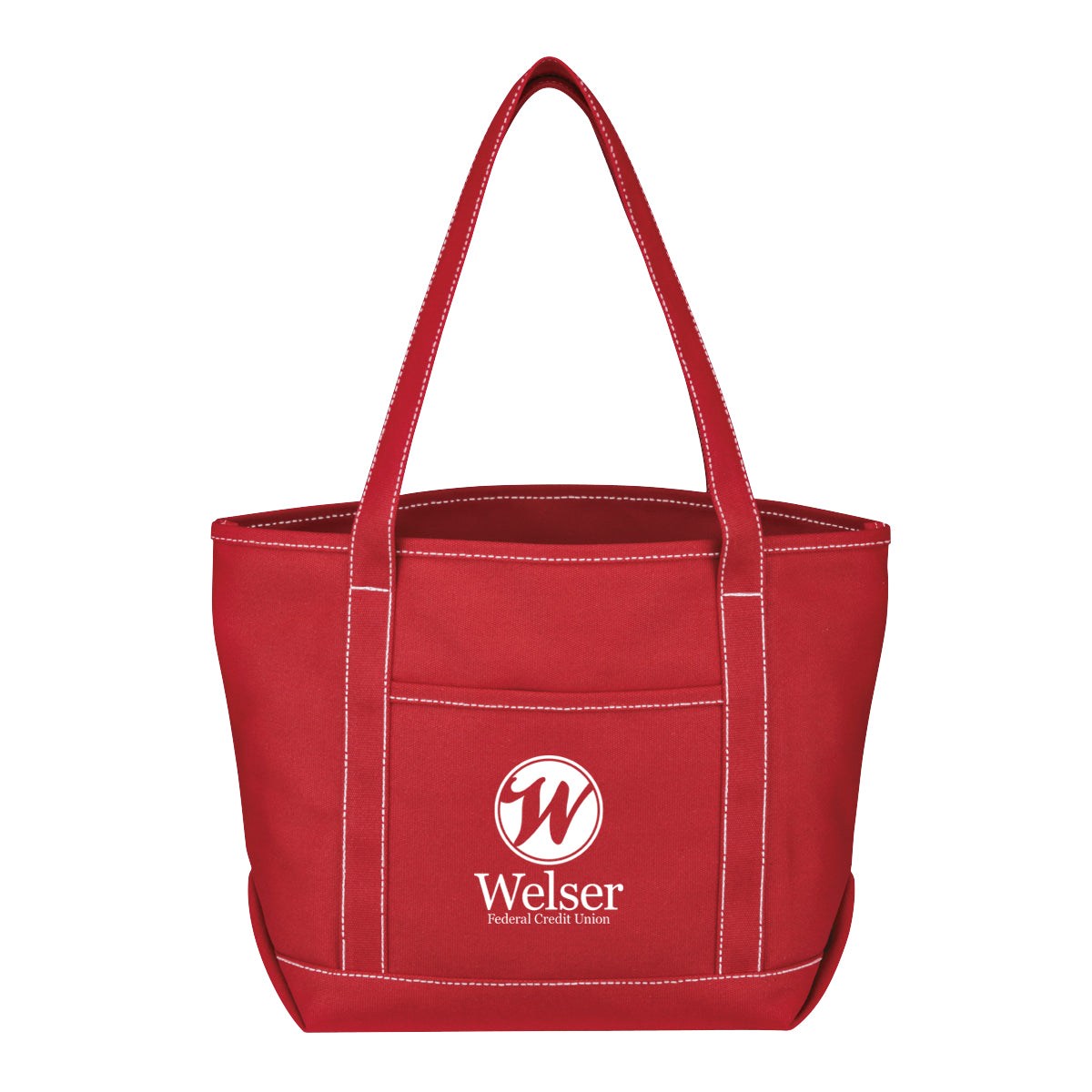 Medium Cotton Canvas Yacht Tote Bag, 24 oz Embroidery - Red - Silk Screen