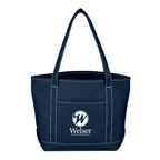 Medium Cotton Canvas Yacht Tote Bag, 24 oz - Navy - Silk Screen