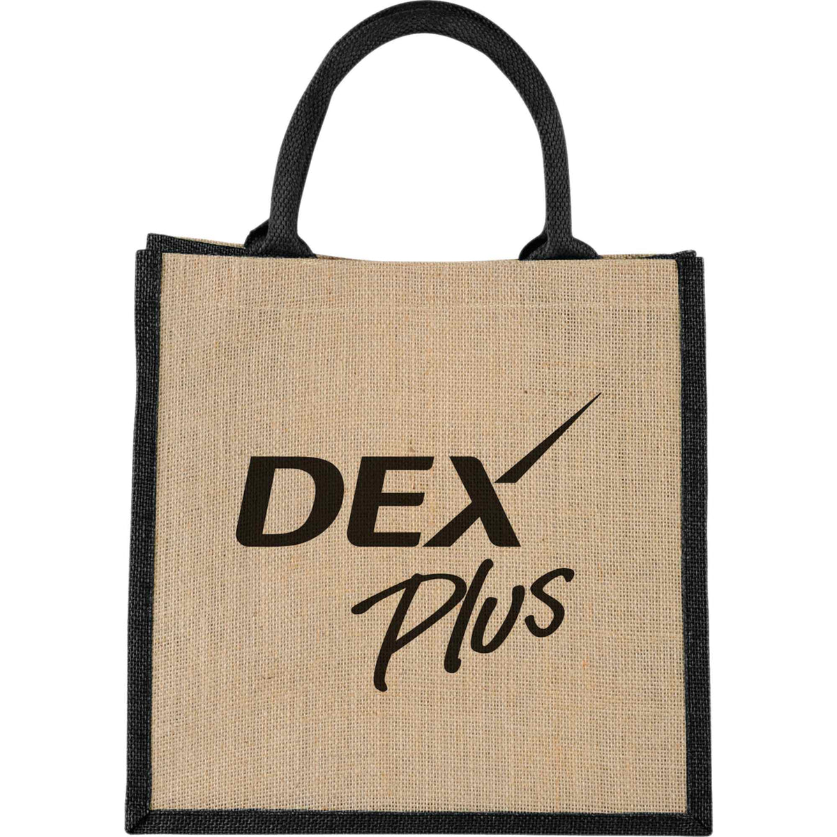 Medium Jute Gift Bag with Hook and Loop Closure - Black - Front