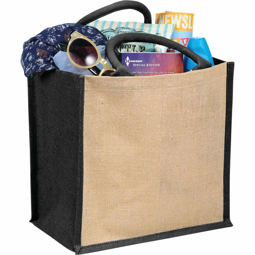 Medium Jute Gift Bag with Hook and Loop Closure - Black - Photo 2