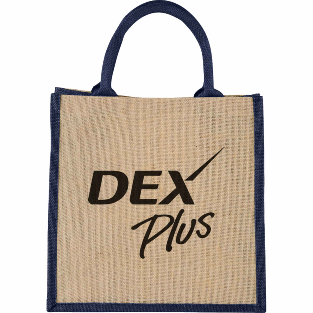 Medium Jute Gift Bag with Hook and Loop Closure - Navy - Front
