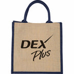 Medium Jute Gift Bag with Hook and Loop Closure - Navy - Front