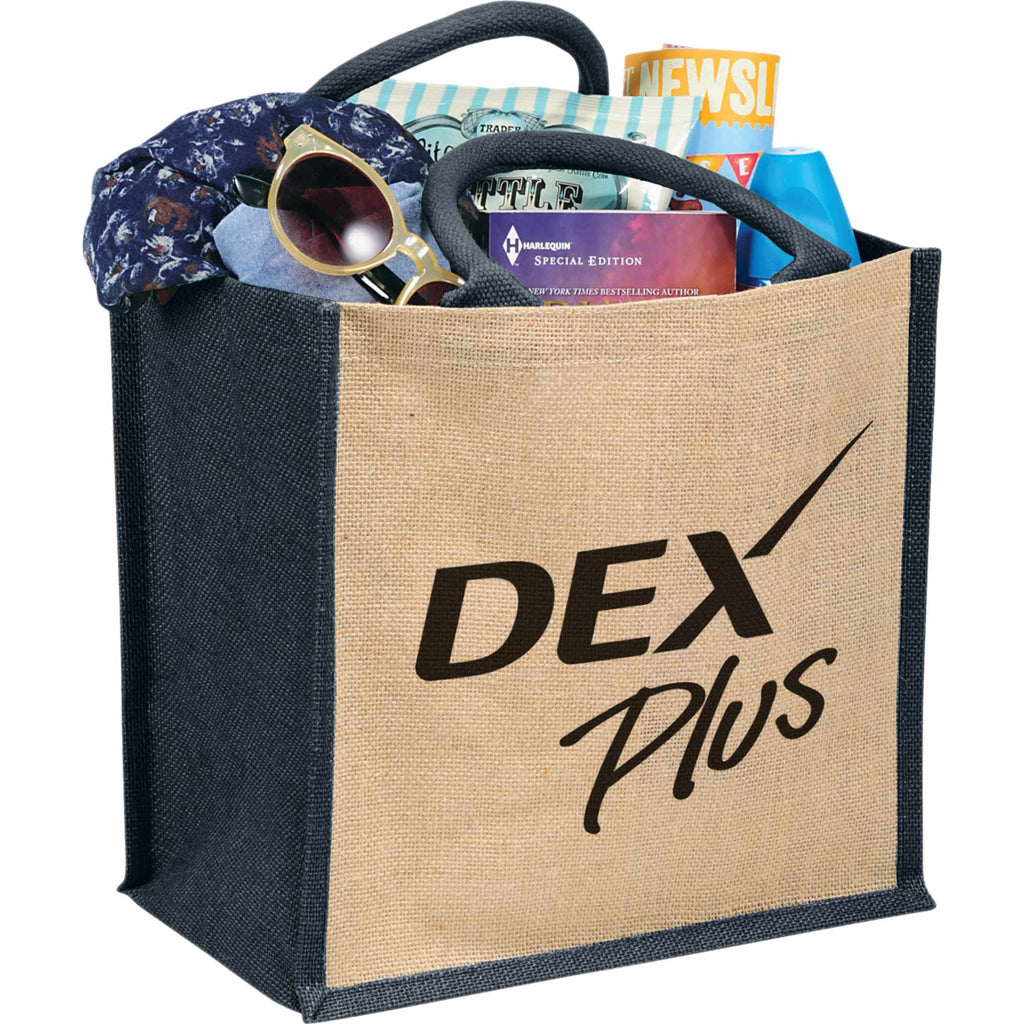 Medium Jute Gift Bag with Hook and Loop Closure - Navy - Photo