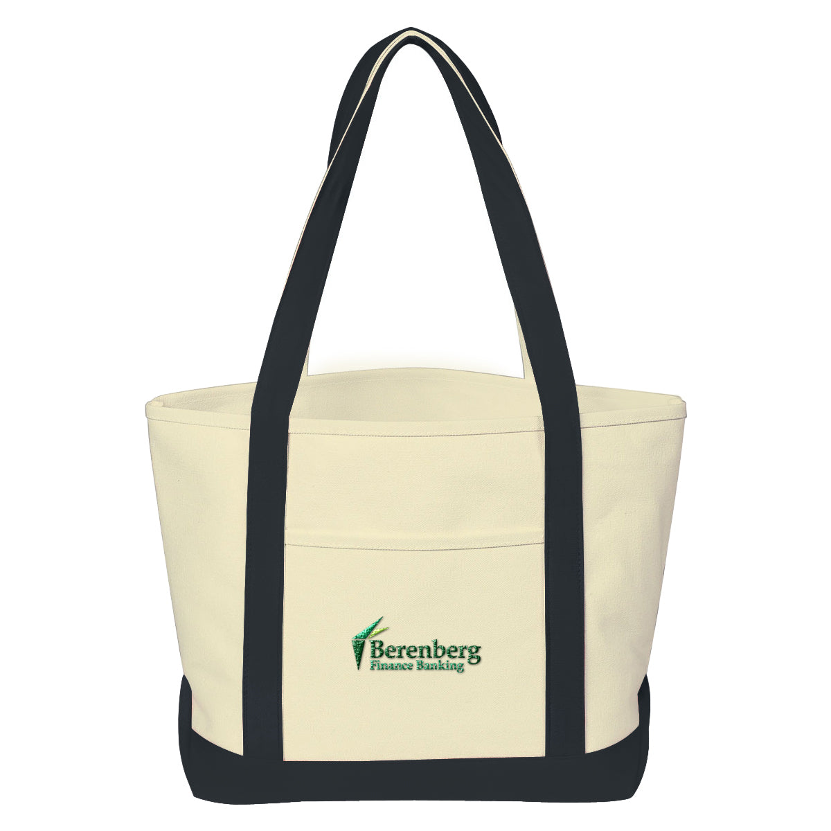 Medium Starboard Recycled Cotton Canvas Tote, 24 oz Embroidery - Natural with Black - Embroidery