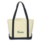 Medium Starboard Recycled Cotton Canvas Tote, 24 oz - Natural with Black - Embroidery