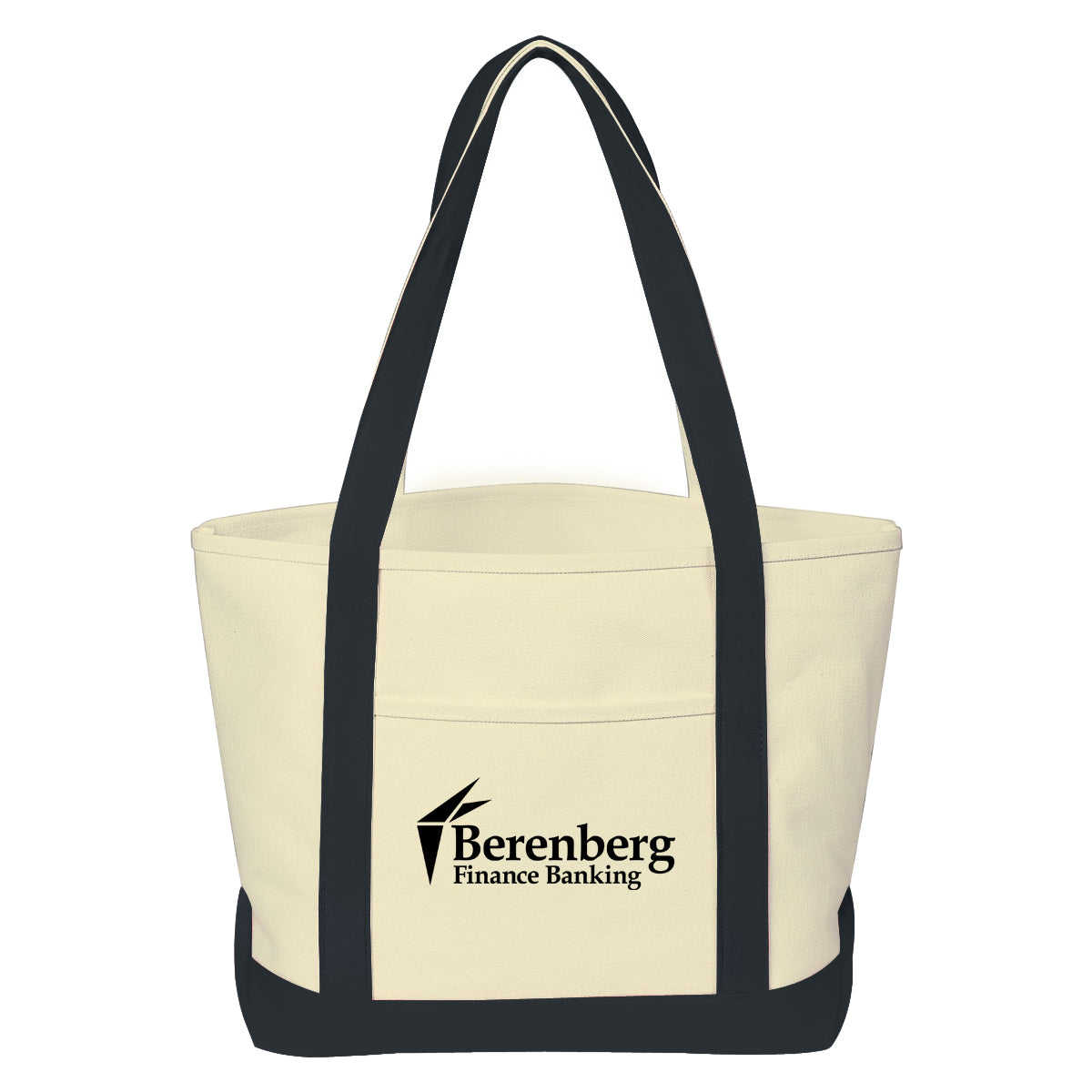 Medium Starboard Recycled Cotton Canvas Tote, 24 oz - Natural with Black - Silk Screen