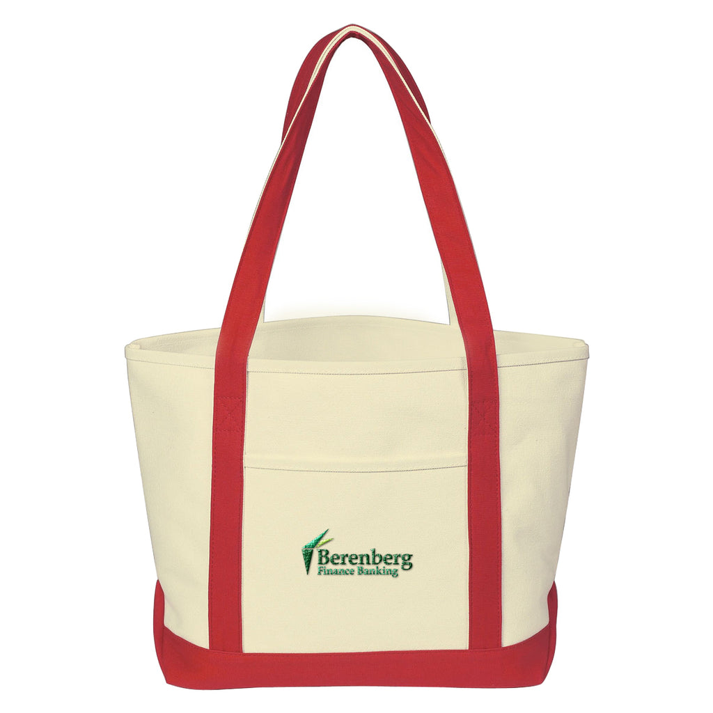 Medium Starboard Recycled Cotton Canvas Tote, 24 oz - Red - Embroidery