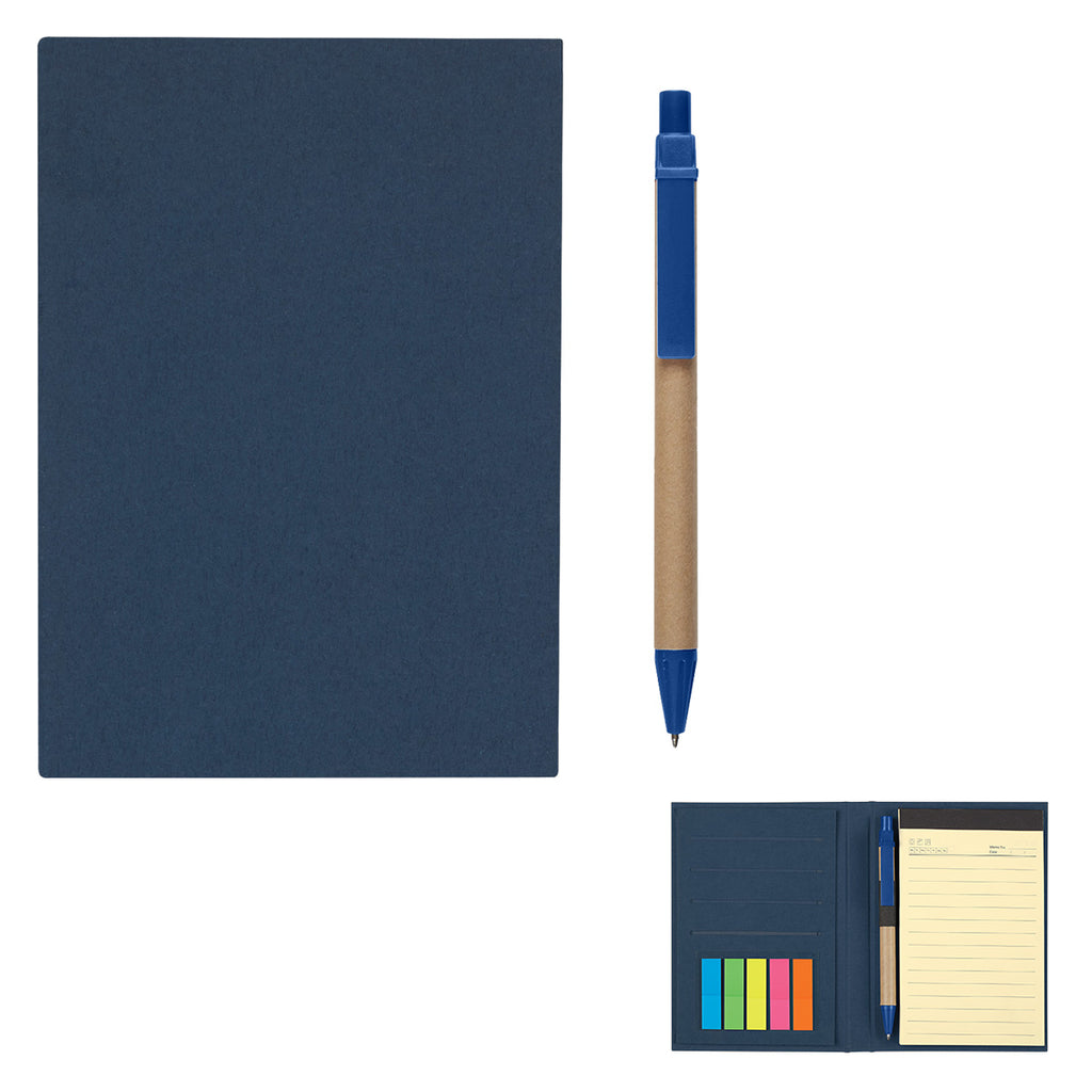 Meeting Mate Notebook, Pen and Sticky Flags - Blue - Open