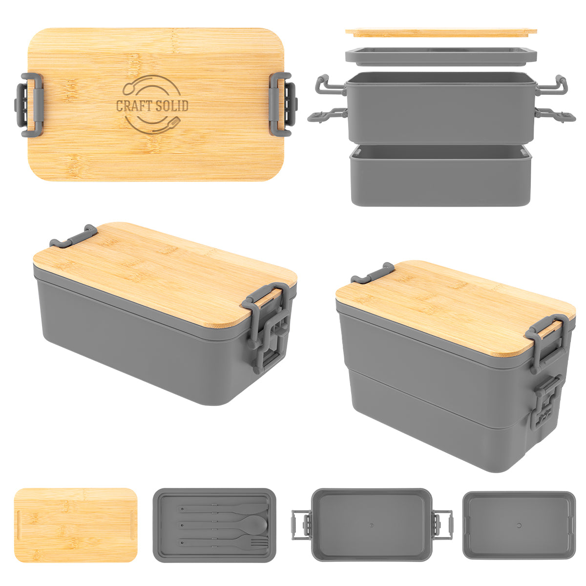 Mega Bites Bento Box, Stackable - Laser Engraving