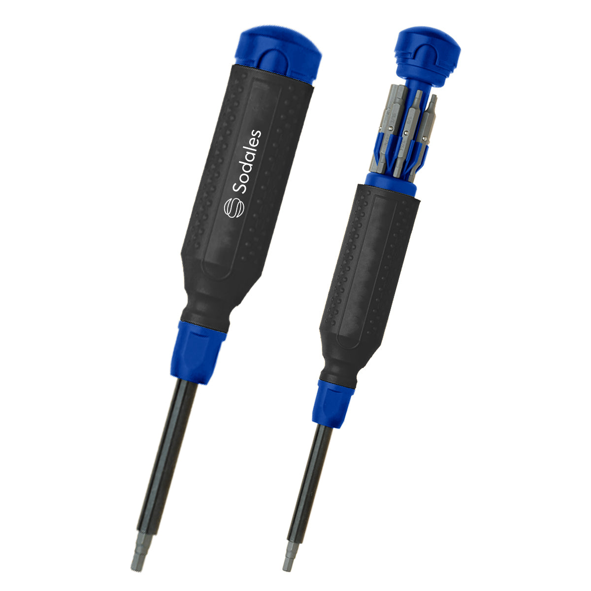 MegaPro Hex Multi-Bit Screwdriver, 15 Bits - Black with Blue - Printed
