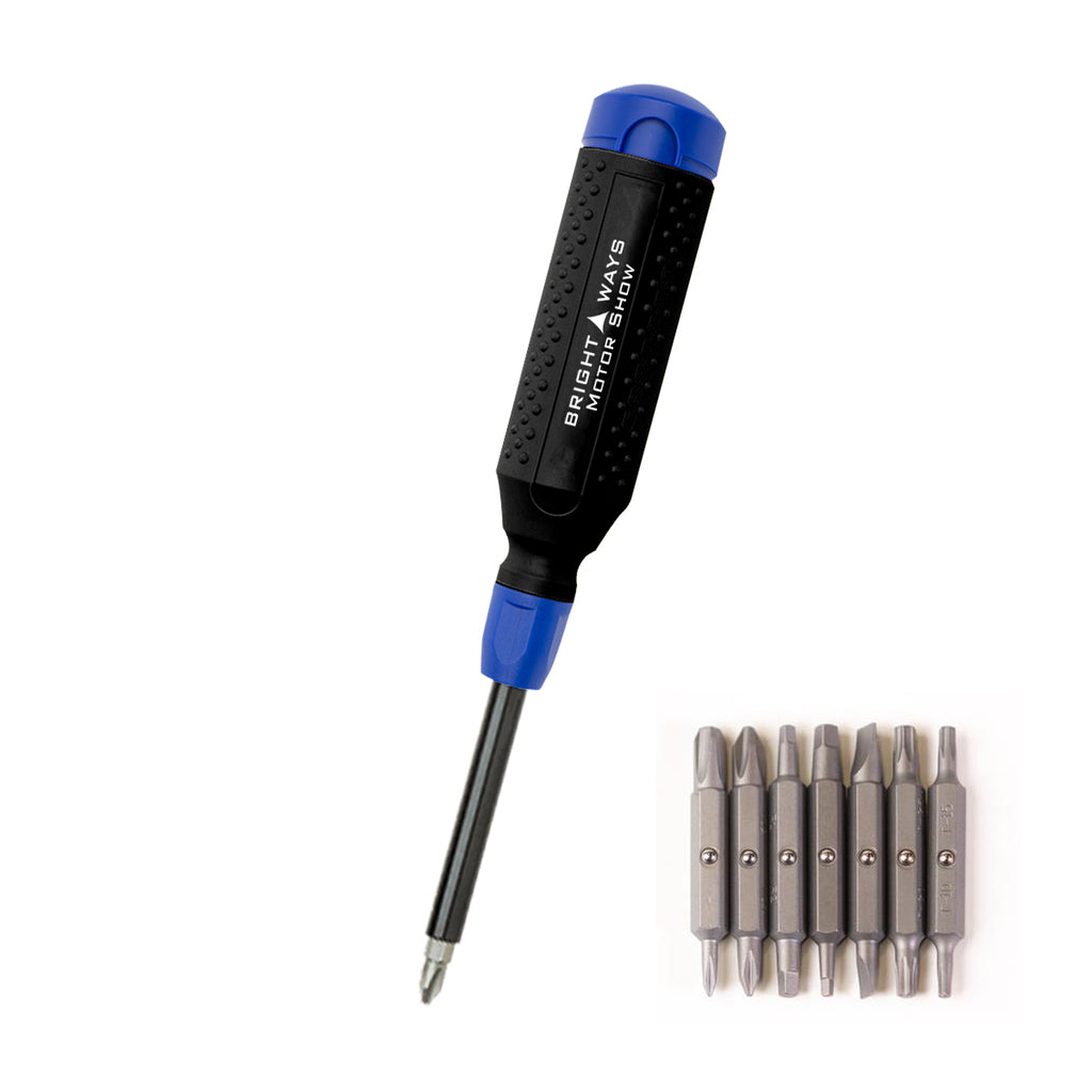 MegaPro Multi-Bit Screwdriver, 15 Bits - Black with Blue - Pad Print