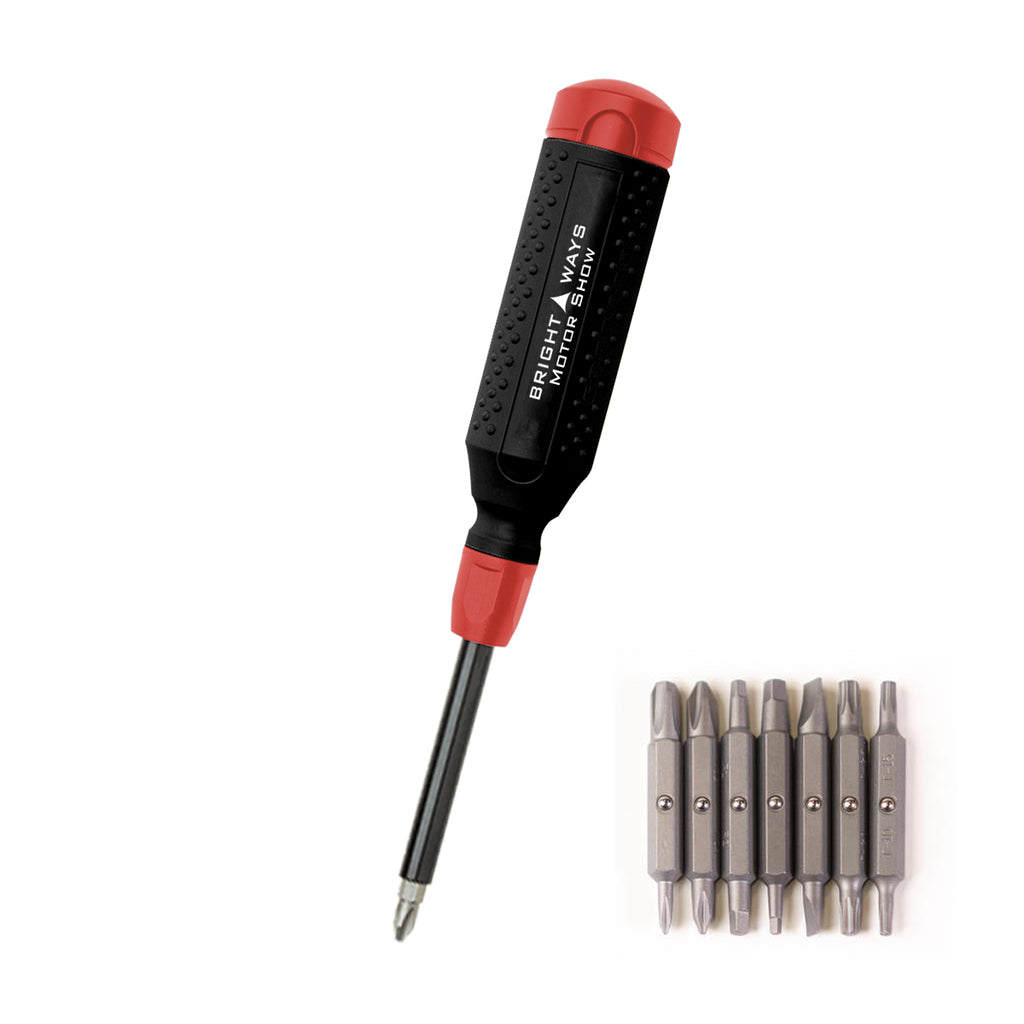MegaPro Multi-Bit Screwdriver, 15 Bits - Black With Red - Pad Print