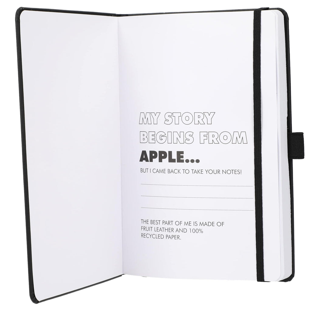 Mela Apple Leather Hardcover Journal, 5.5 x 8.5 Inches Debossing - Black - Front 2