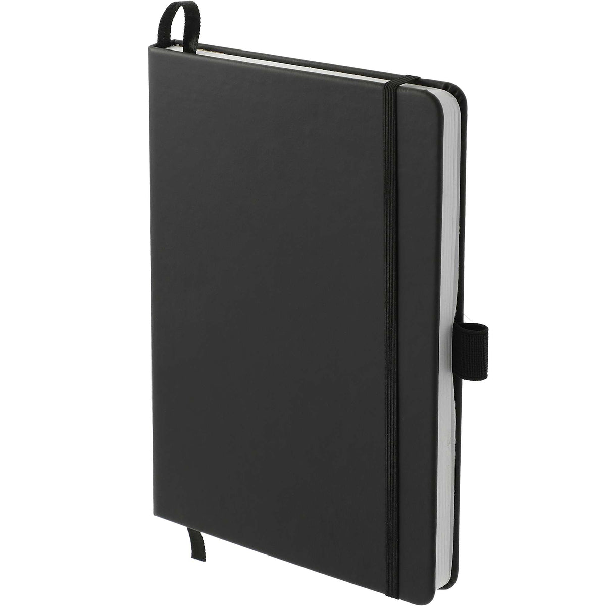 Mela Apple Leather Hardcover Journal, 5.5 x 8.5 Inches Debossing - Black - Left Angle 2