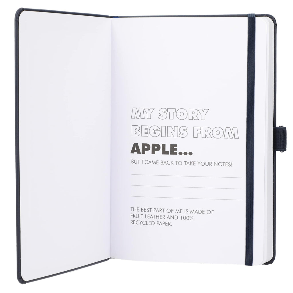 Mela Apple Leather Hardcover Journal, 5.5 x 8.5 Inches Debossing - Navy - Front 2