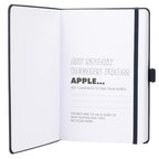 Mela Apple Leather Hardcover Journal, 5.5 x 8.5 Inches Debossing - Navy - Front 2