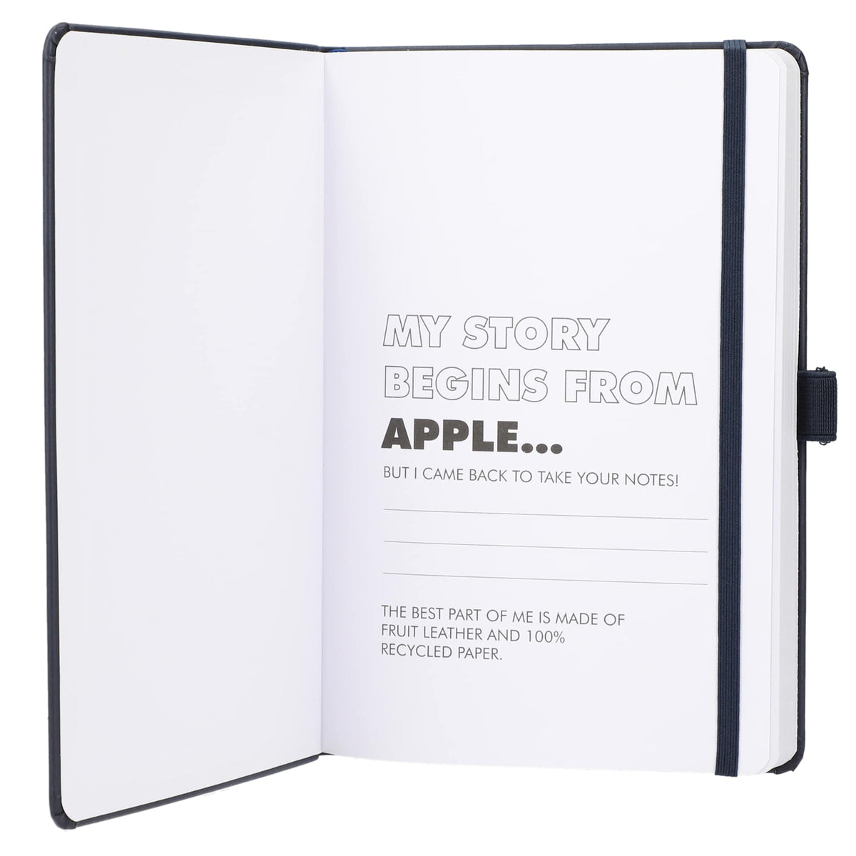 Mela Apple Leather Hardcover Journal, 5.5 x 8.5 Inches Debossing - Navy - Front 2