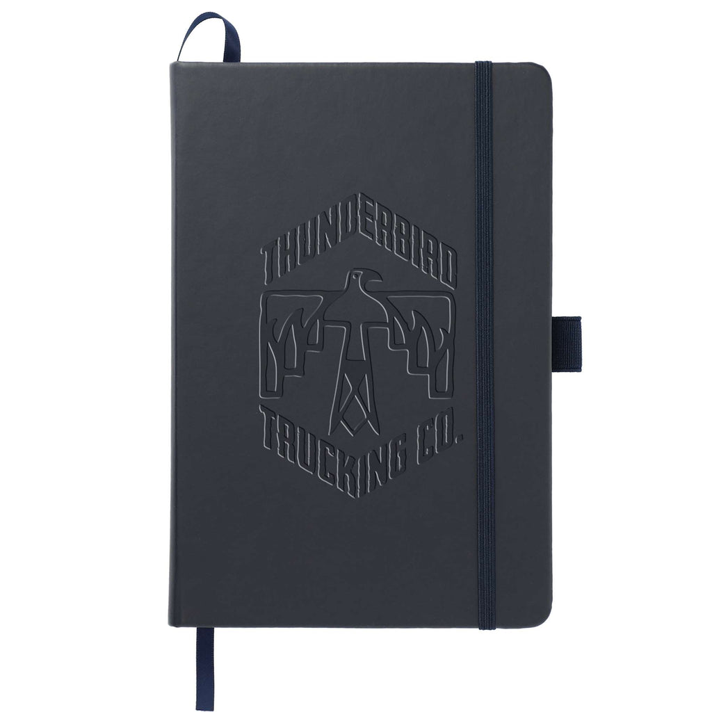 Mela Apple Leather Hardcover Journal, 5.5 x 8.5 Inches Debossing - Navy - Front