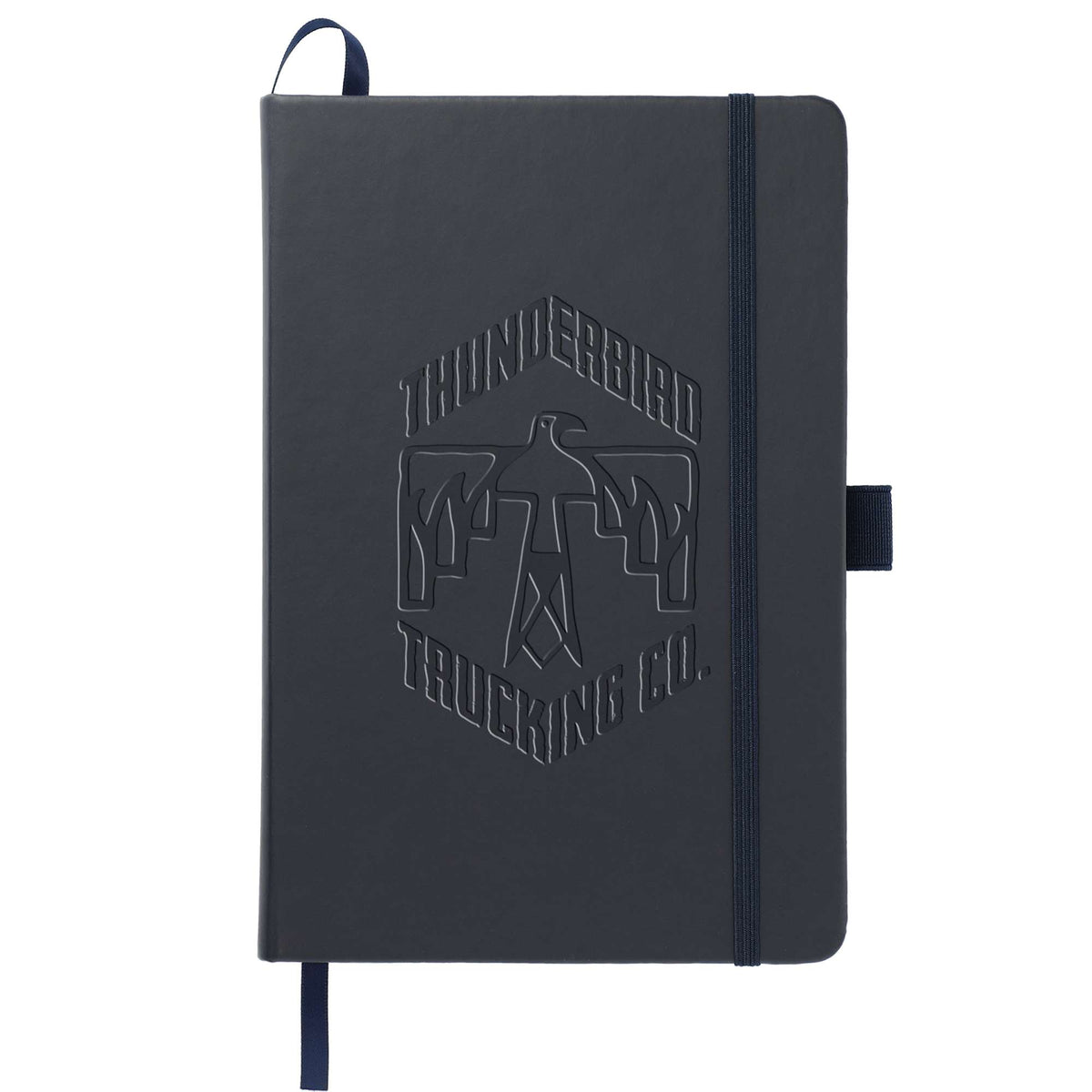 Mela Apple Leather Hardcover Journal, 5.5 x 8.5 Inches Debossing - Navy - Front