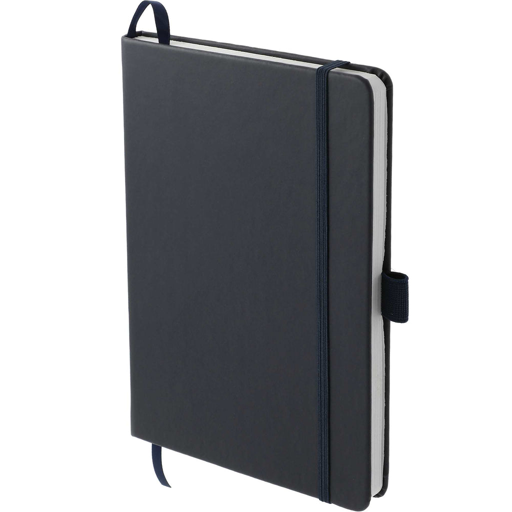 Mela Apple Leather Hardcover Journal, 5.5 x 8.5 Inches Debossing - Navy - Left Angle 2