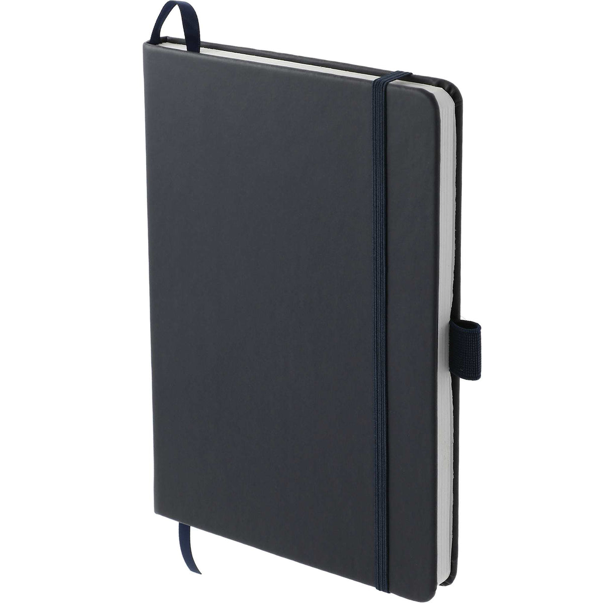 Mela Apple Leather Hardcover Journal, 5.5 x 8.5 Inches Debossing - Navy - Left Angle 2