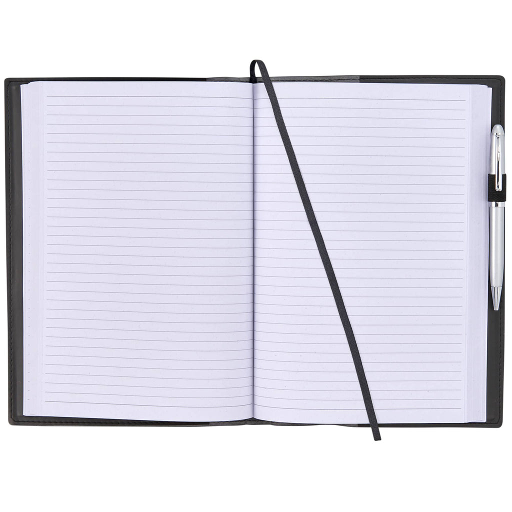 Mela Refillable Apple Leather Journal, 7 x 10 Inches - Black - Front 3