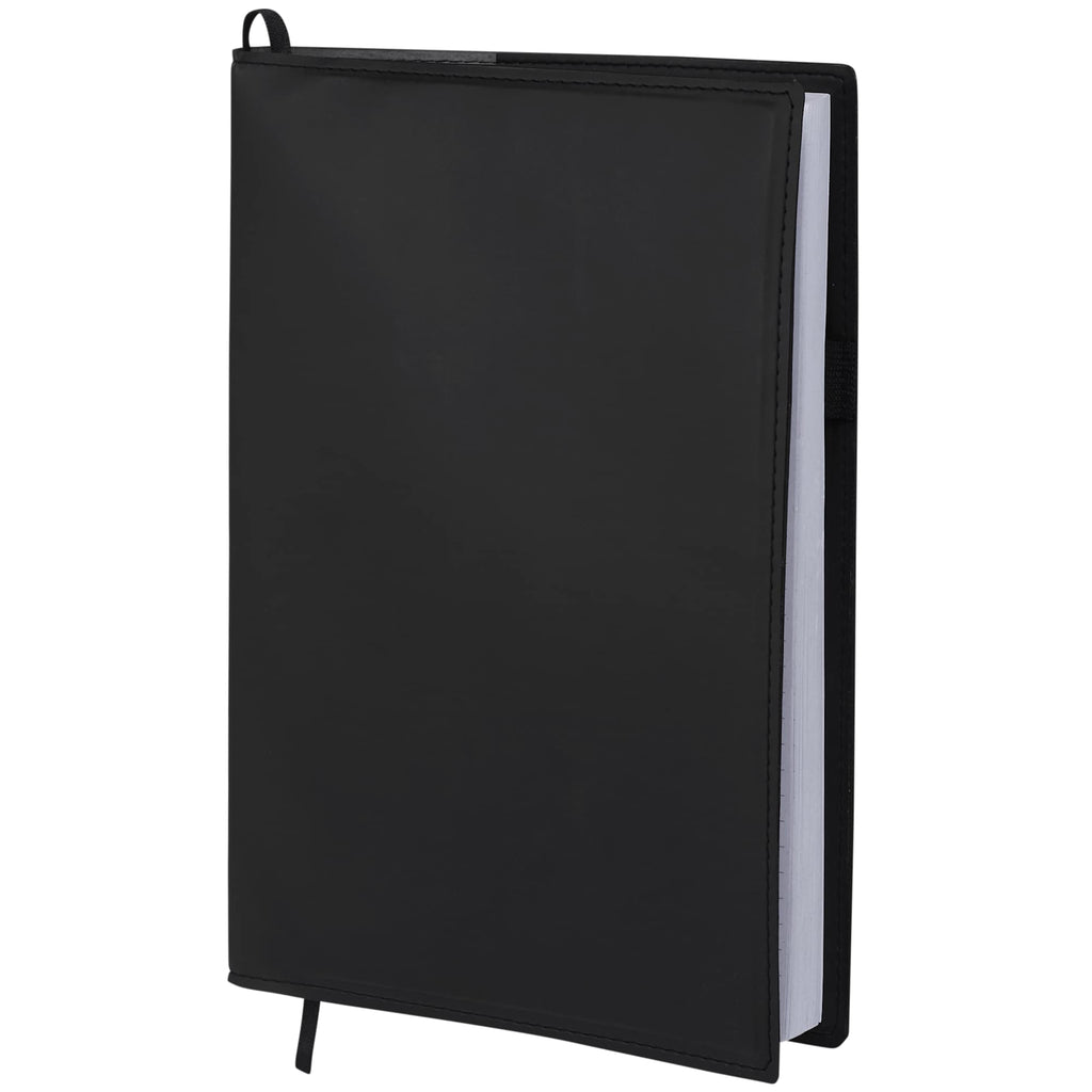 Mela Refillable Apple Leather Journal, 7 x 10 Inches Debossing - Black - Left Angle 2