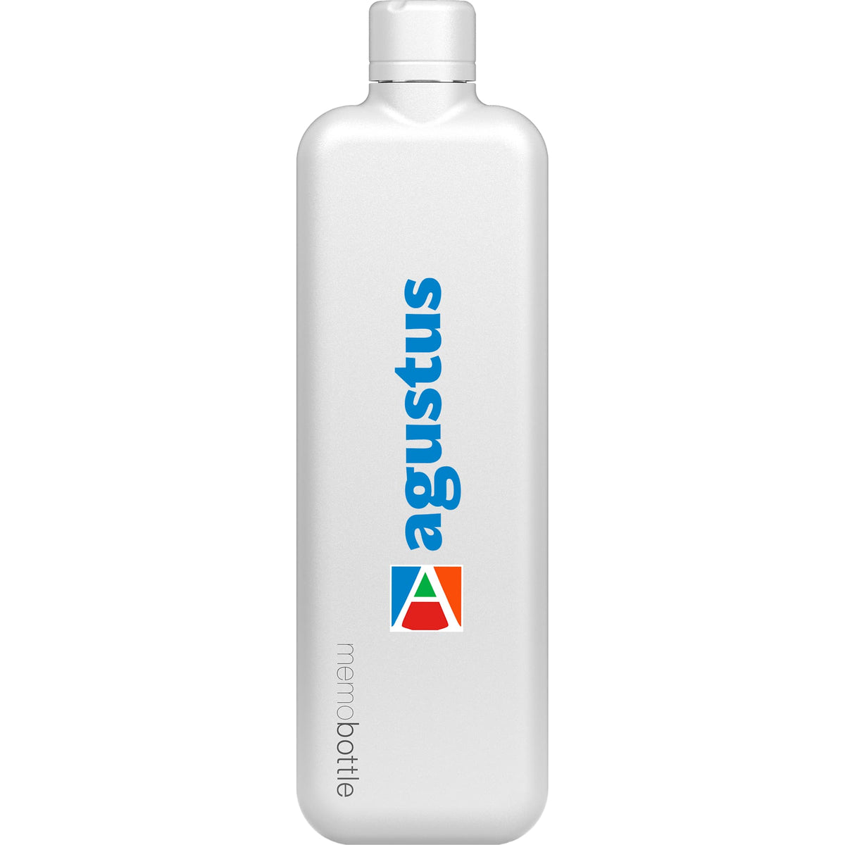 memobottle Slim Flat Stainless Steel Bottle, 20 oz Laser Engraving - White - Front