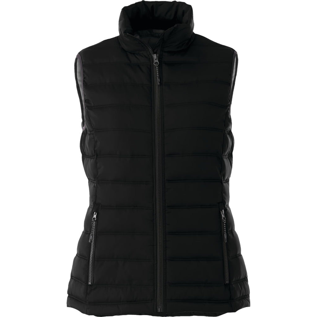 Mercer Insulated Puffer Vest for Women Embroidery - Black - Front Flat