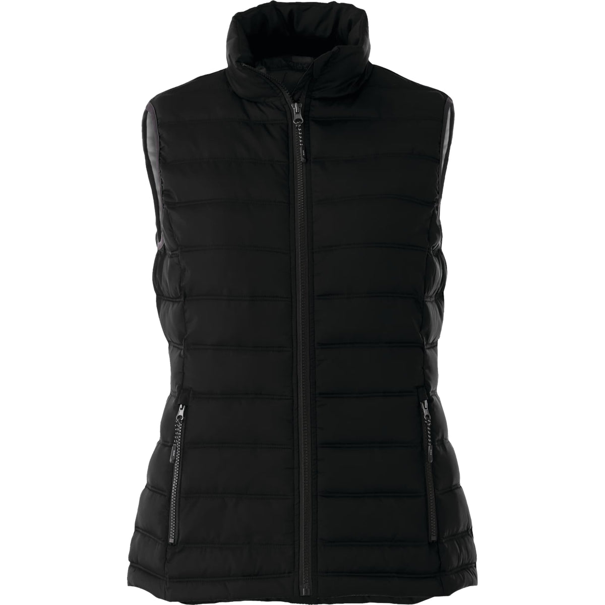 Mercer Insulated Puffer Vest for Women Embroidery - Black - Front Flat