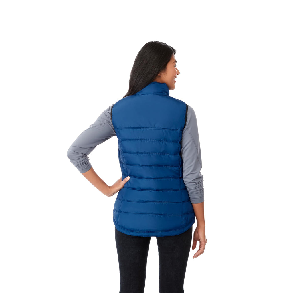 Mercer Insulated Puffer Vest for Women Embroidery - New Royal - Back On Model