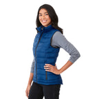 Mercer Insulated Puffer Vest for Women Embroidery - New Royal - On Model