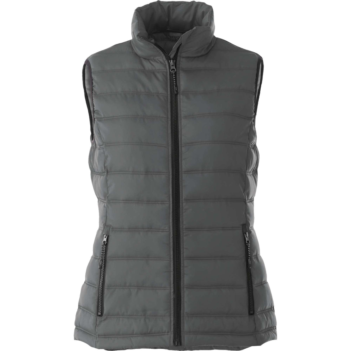 Mercer Insulated Puffer Vest for Women Embroidery - Steel Grey - Front Flat