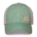 Merrimack Hat Co. Austin Vintage Wash Trucker Cap Embroidery - Azul/Tan - View 2