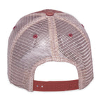 Merrimack Hat Co. Austin Vintage Wash Trucker Cap Embroidery - Cardinal/Tan - View 3