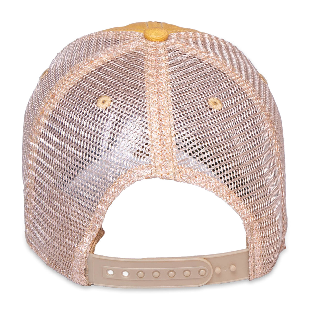 Merrimack Hat Co. Austin Vintage Wash Trucker Cap Embroidery - Citrus/Tan - View 3