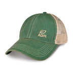 Merrimack Hat Co. Austin Vintage Wash Trucker Cap Embroidery - Kelly Green/Tan - View 1