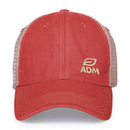 Merrimack Hat Co. Austin Vintage Wash Trucker Cap Embroidery - Red/Tan - View 2