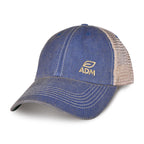 Merrimack Hat Co. Austin Vintage Wash Trucker Cap Embroidery - Royal/Tan - View 1